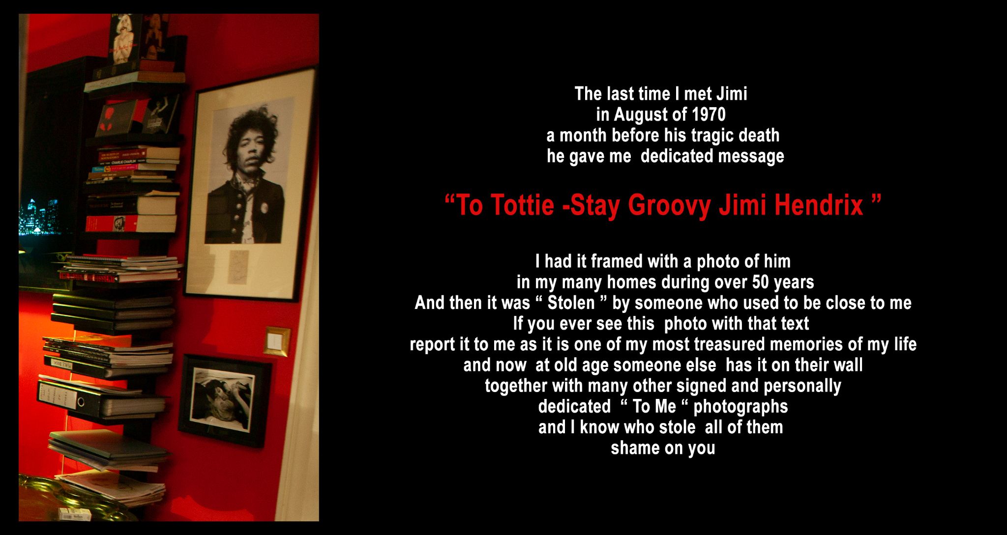 Stolen Hendrix dedication 
